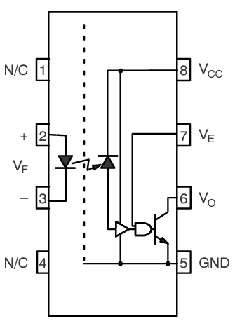 電路圖 - onsemi HCPL2601M邏輯閘光耦合器